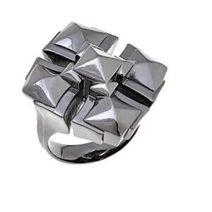 MARGO MANHATTAN "Maxine" Black Rhodium Cross Ring 6